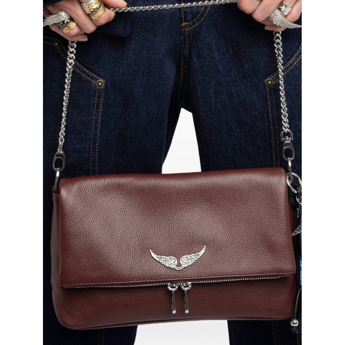 Sac 'Rock Wing-Detail Chain-Strap' pour Femmes