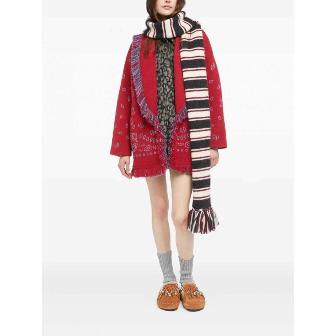 Cardigan 'Bandana-Jacquard Fringe' pour Femmes