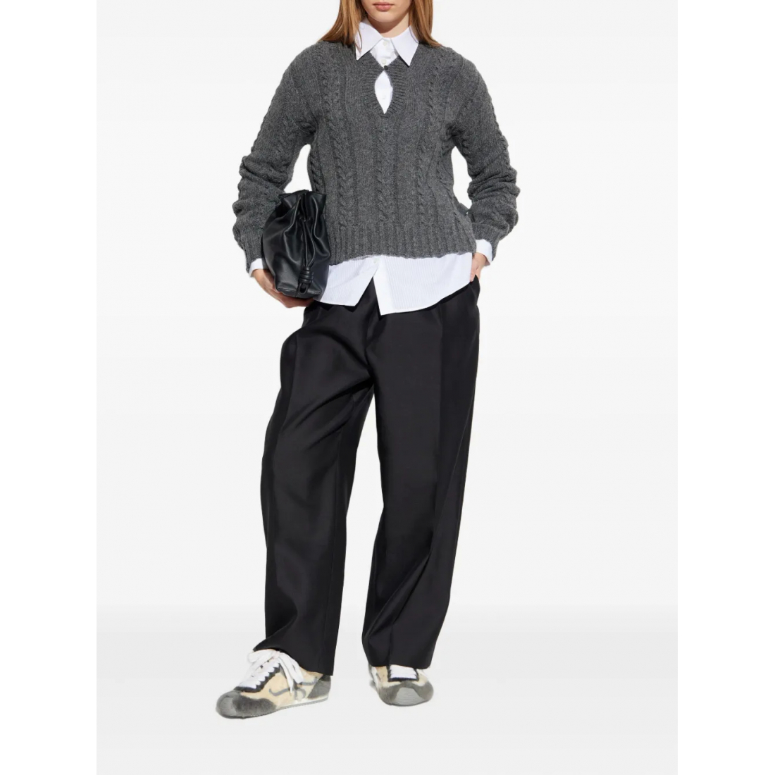 Pull 'Cable-Knit Keyhole' pour Femmes