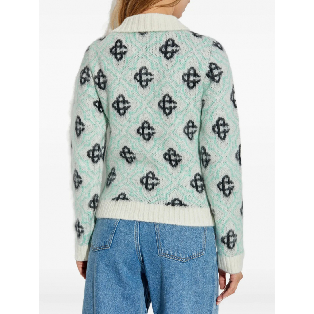 Women's 'Monogram-Pattern Zip-Up' Cardigan