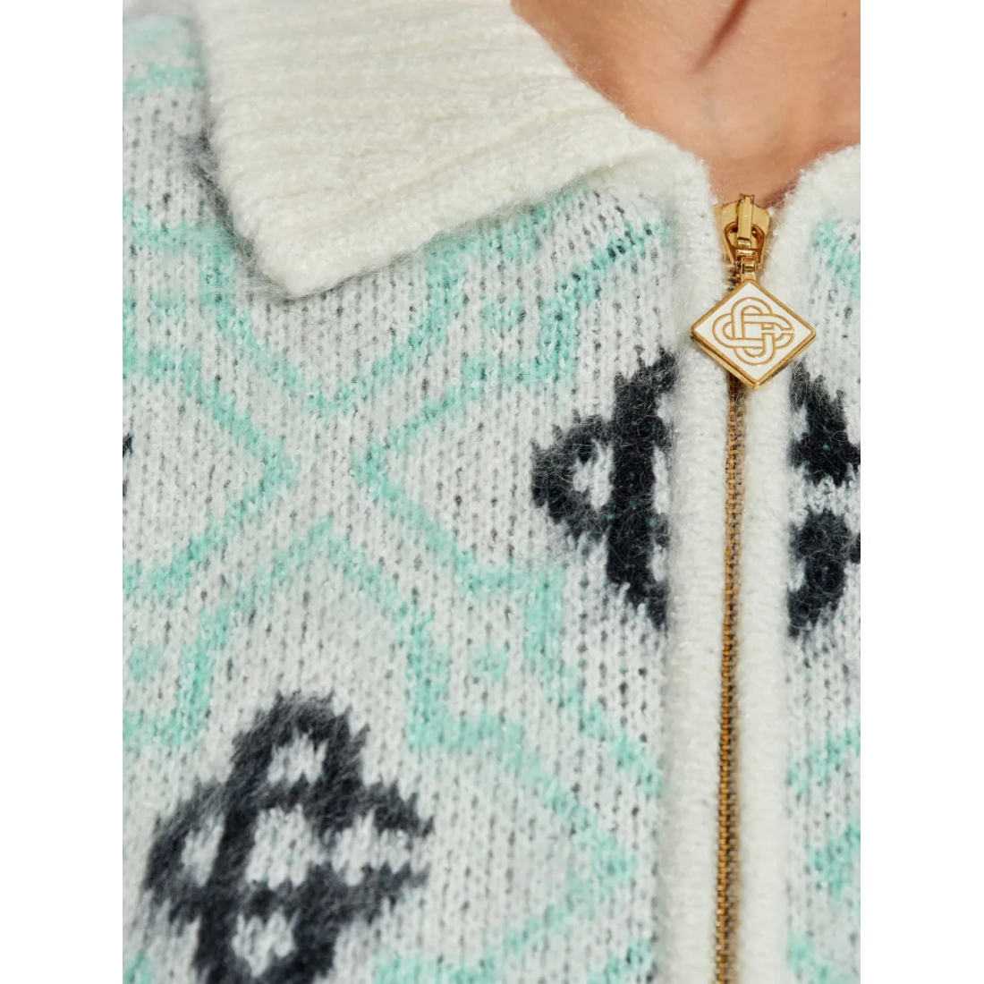 Women's 'Monogram-Pattern Zip-Up' Cardigan