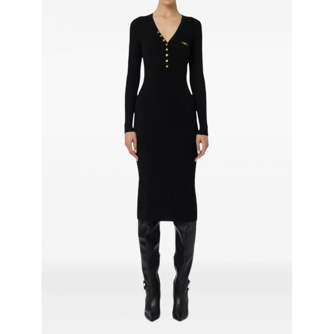 Women's 'Ribbed Button-Fastening' Midi Dress