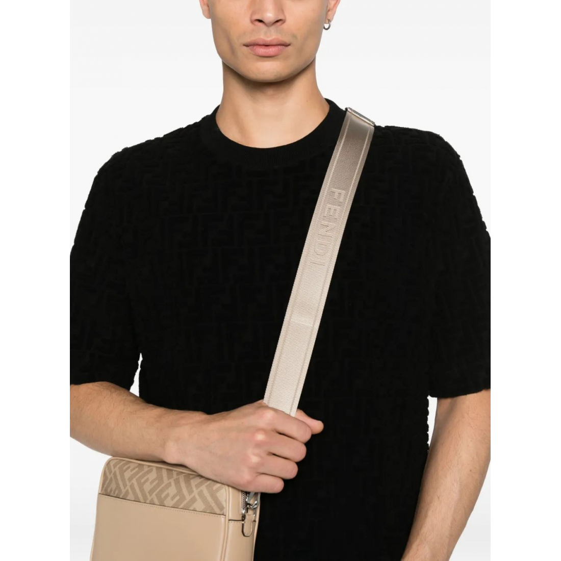 'Textured Crew-Neck' T-Shirt für Herren