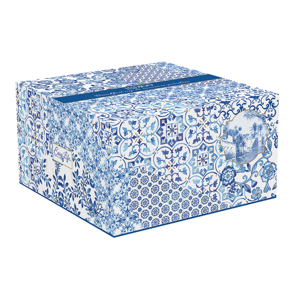 Tasse Et Soucoupe À Petit-Déjeuner En Porcelaine 370 ml, Coffret Couleur Indigo