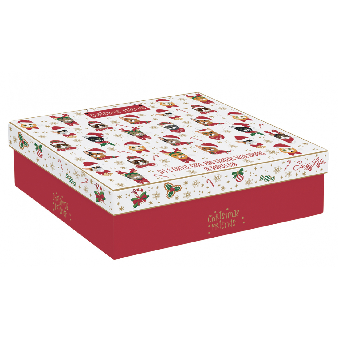 Set Of 2 Espresso Cups With Saucers And Spoons Christmas Friends