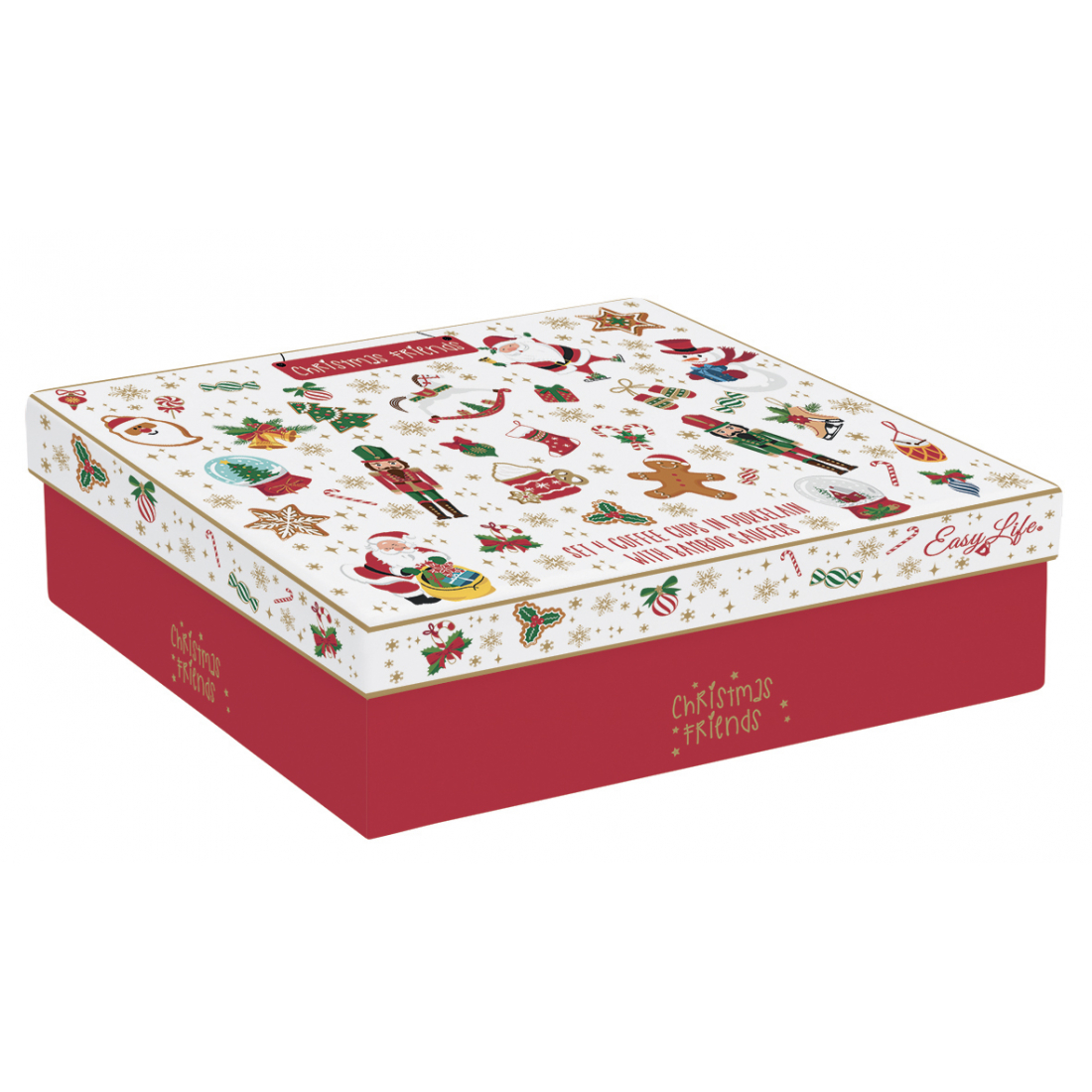 Set Mit 4 Weihnachtsfreunde-Kaffeetassen Und Untertassen