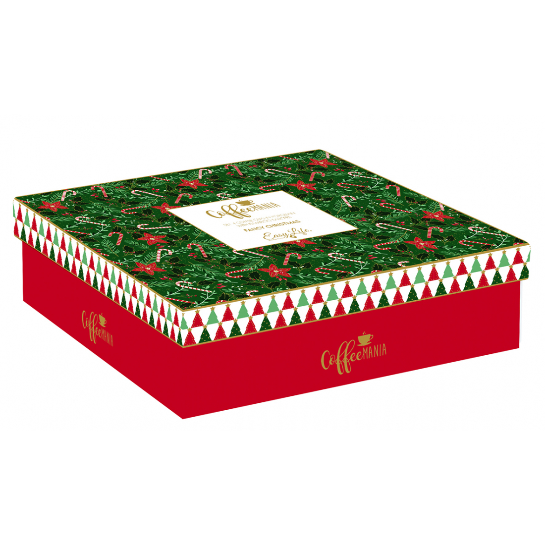 Coffret Cadeau Fancy Christmas De 4 Tasses À Café De 110 ml Avec Soucoupes En Bambou