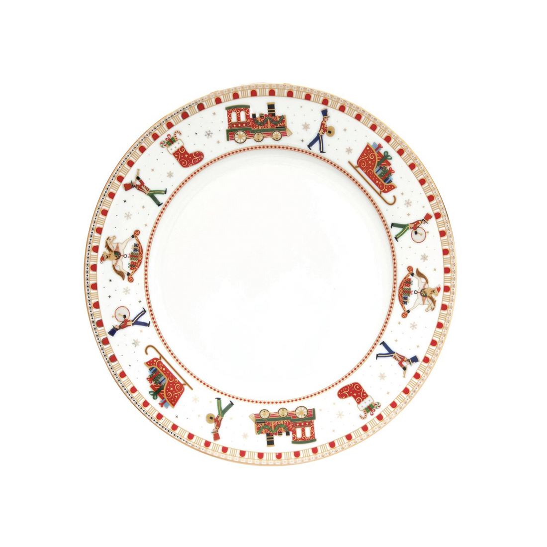 Set Of 18 Porcelain Plates (18 Pieces: 6 Appetizer Plates, 6 Dinner Plates, 6 Soup Plates) Polar Express
