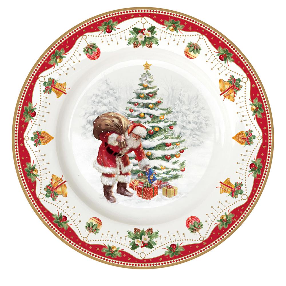 Service De 18 Assiettes En Porcelaine (18 Pièces : 6 Assiettes À Hors-D’Œuvre, 6 Assiettes Plates, 6 Assiettes Creuses) Noël No