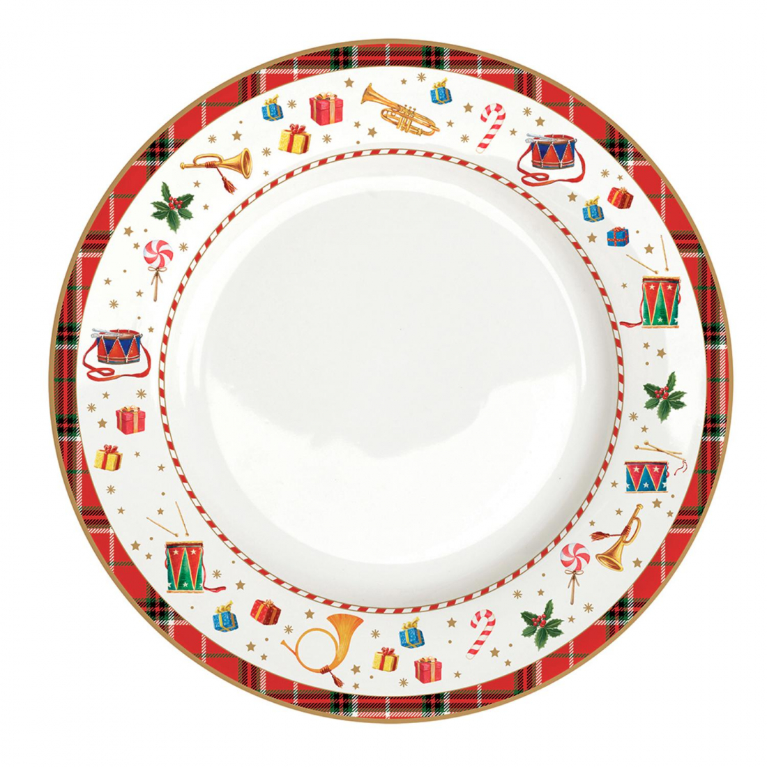 Service De 18 Assiettes En Porcelaine (18 Pièces : 6 Assiettes À Hors-D'Œuvre, 6 Assiettes Plates, 6 Assiettes Creuses) Casse-N