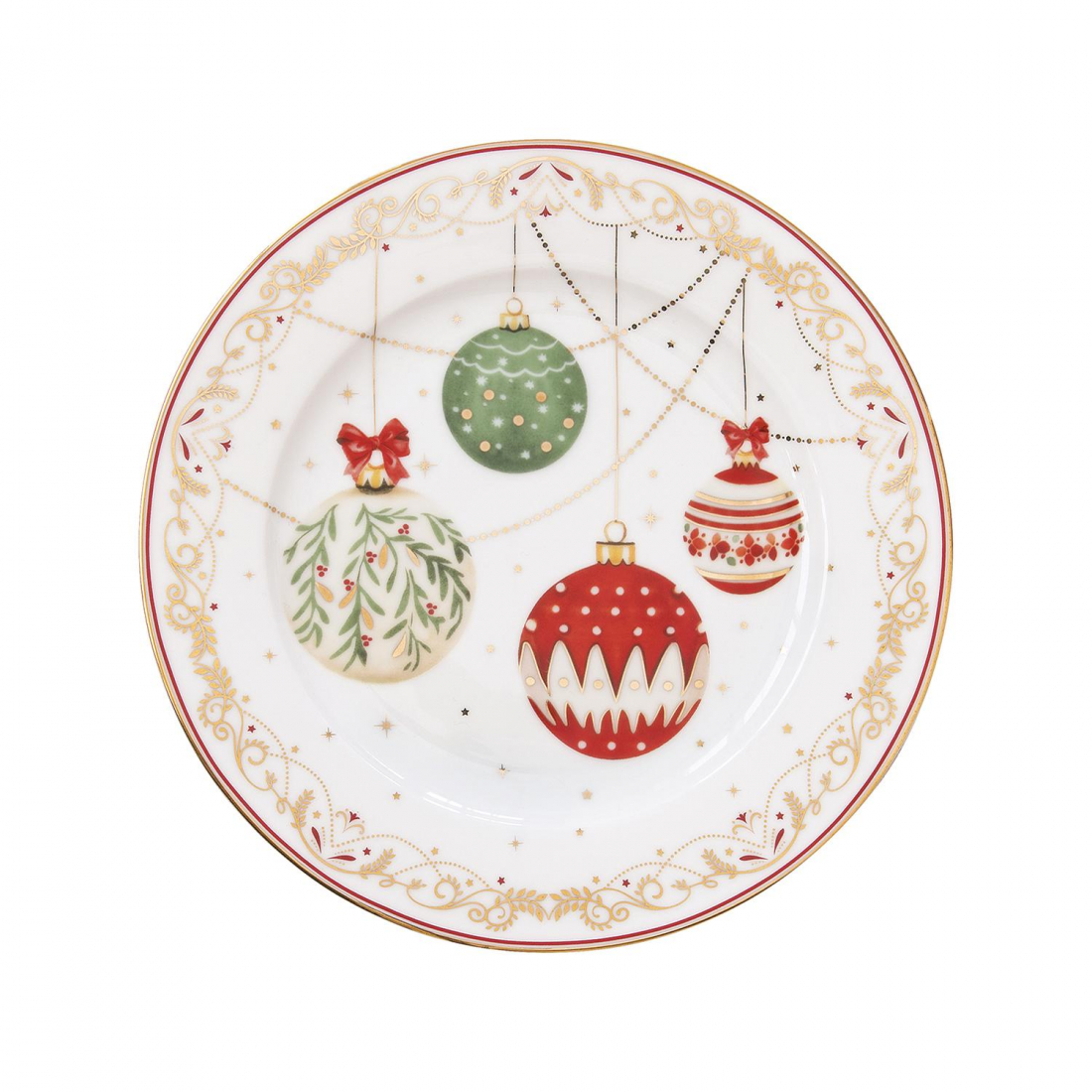 Set Of 18 Porcelain Plates (18 Pieces: 6 Appetizer Plates, 6 Dinner Plates, 6 Soup Plates) Christmas Eve