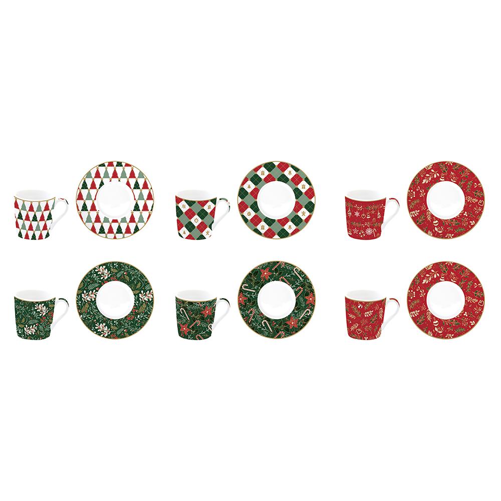6-Teiliges Kaffeeservice Aus Porzellan (100 ml) In Geschenkbox – Fancy Christmas