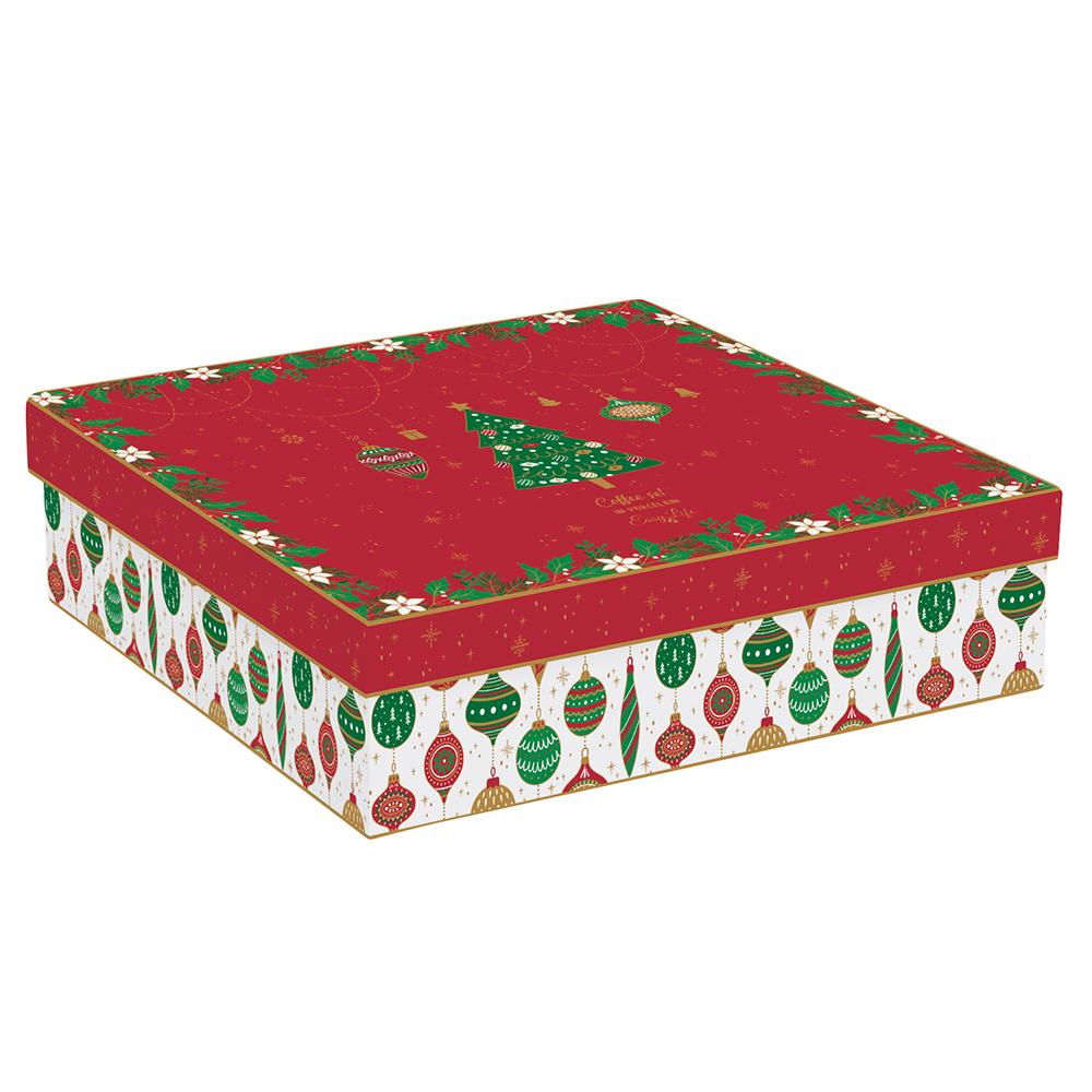 Set Mit 6 Kaffeetassen Und Untertassen Aus Porzellan, 100 ml, In Geschenkbox Jingle Bells