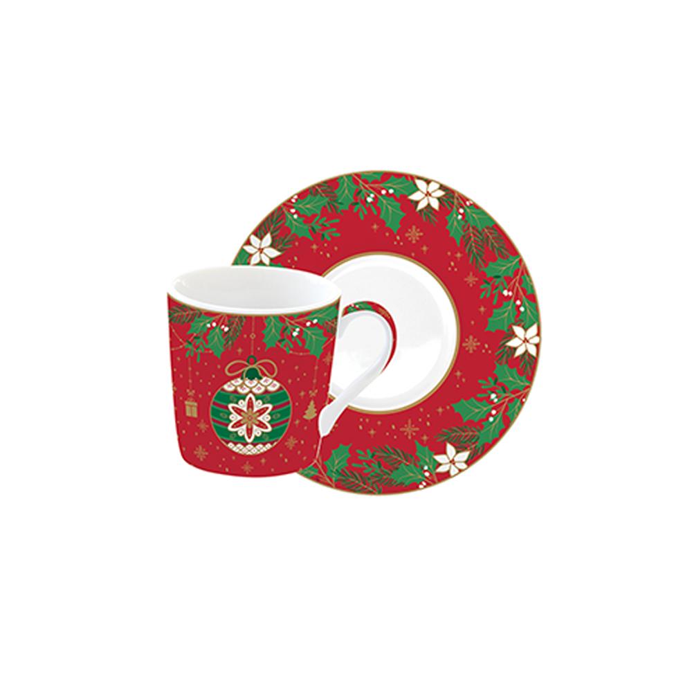 Set Aus 2 Jingle Bells Kaffeetassen Mit Untertasse Und Mokkakanne