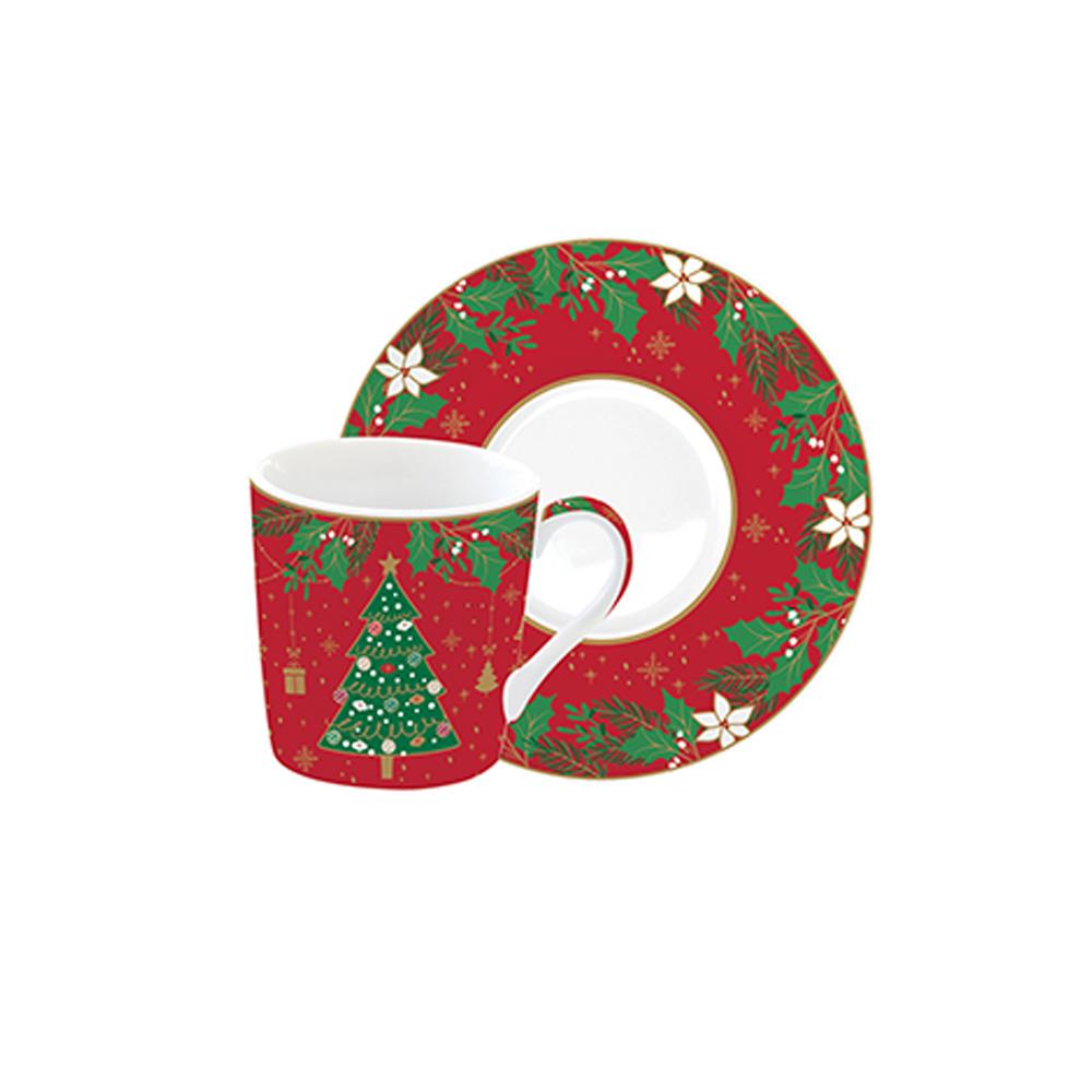 Set Aus 2 Jingle Bells Kaffeetassen Mit Untertasse Und Mokkakanne