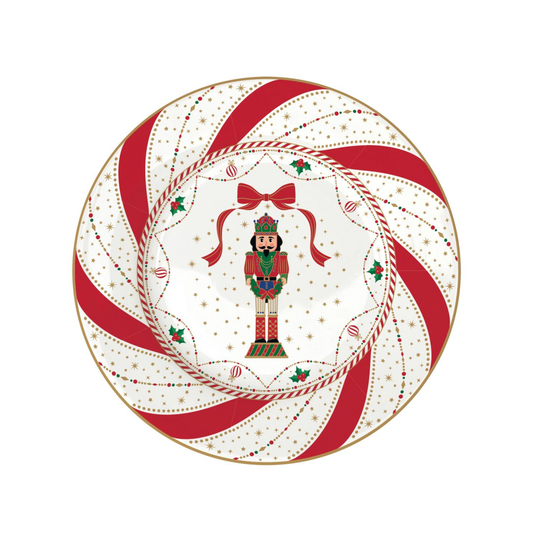 Set Aus 6 Aperitif-/Desserttellern, Ø 19 cm. Nussknacker-Twist