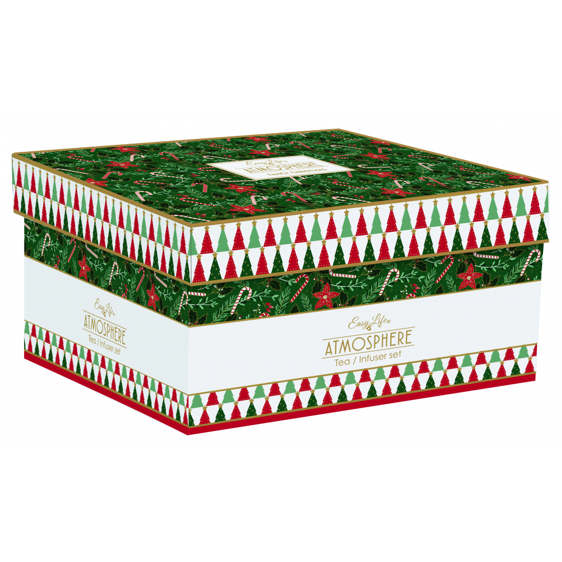 Théière En Porcelaine 600 ml Avec Infuseur En Métal Et 2 Tasses 160 ml - Collection Noël Chic