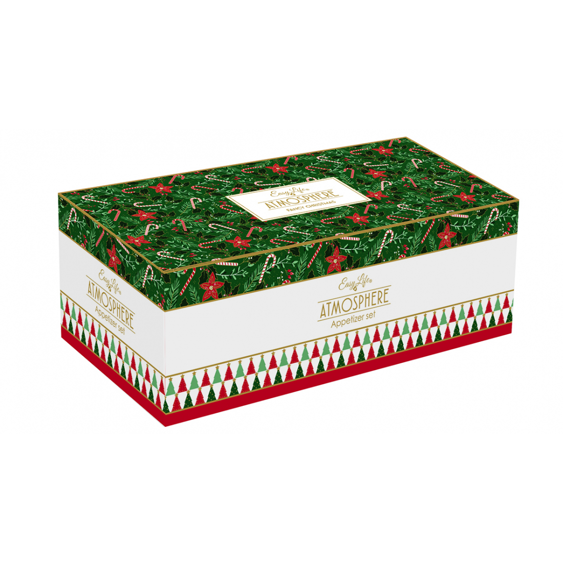 Bambus-Dip-Set 29x13 Mit 4 Runden Porzellanschalen In Farbiger Geschenkbox Fancy Christmas