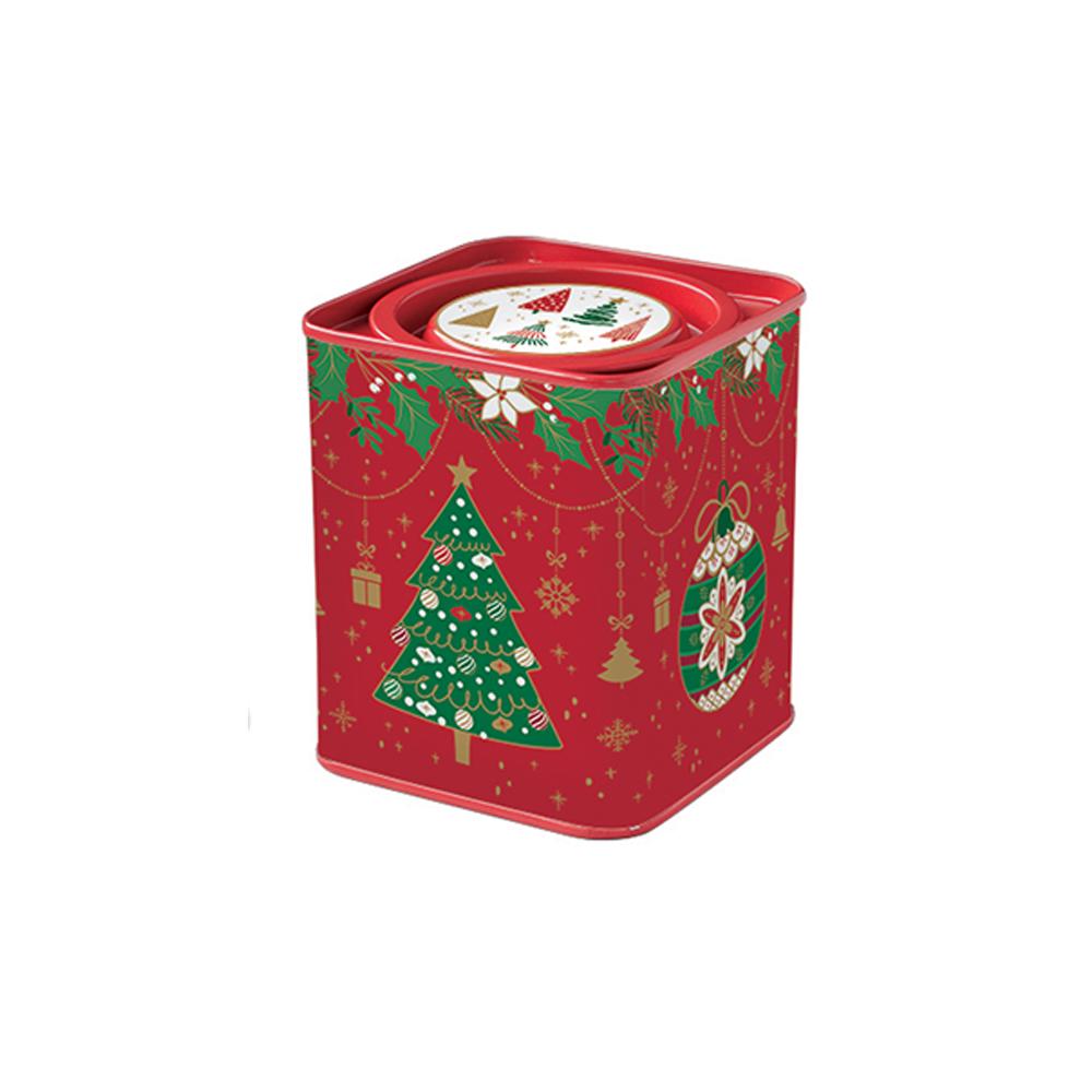 Set Of Porcelain Mug + Tea Bag Rest And Tin Box In Gift Box Jingle Bells