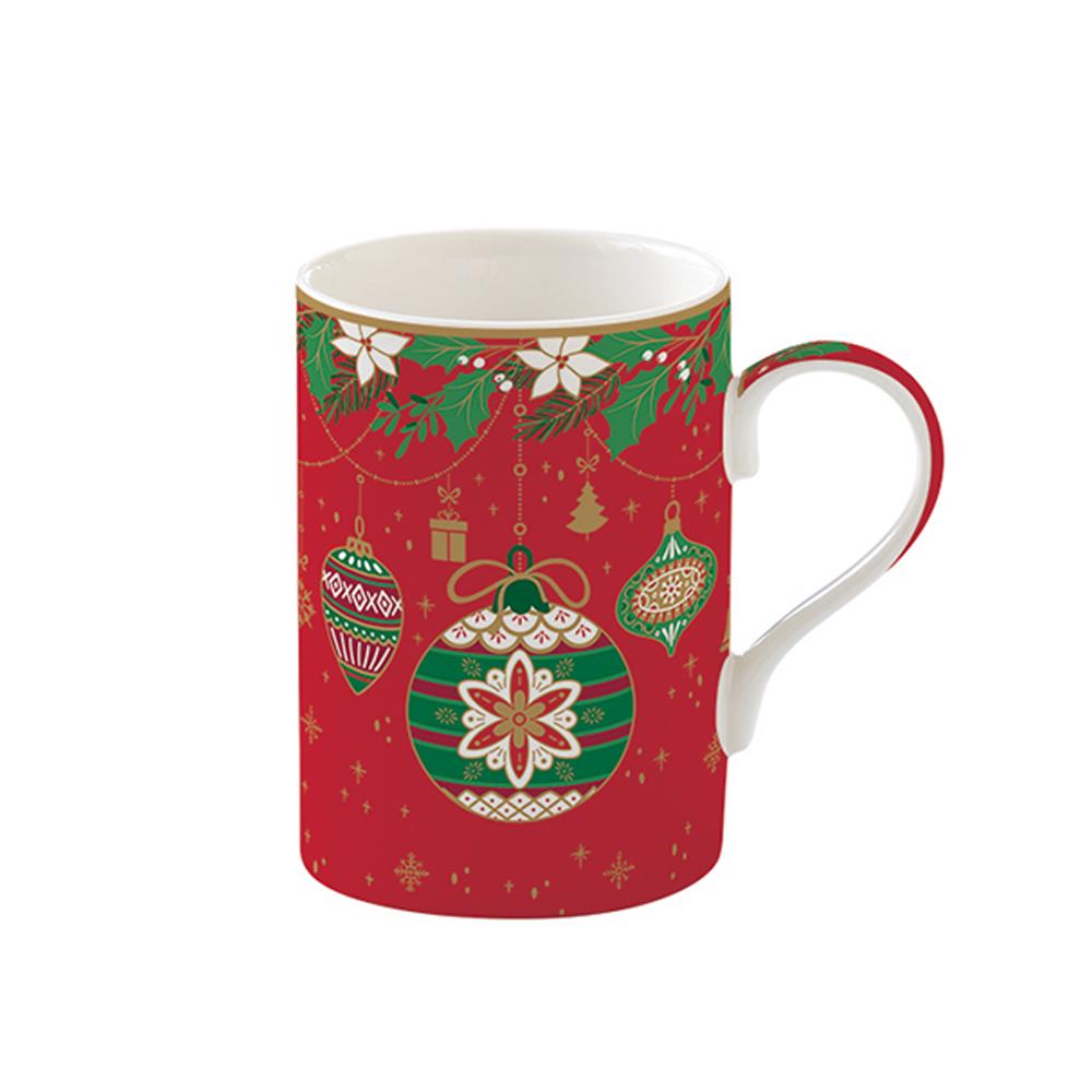 Set Of Porcelain Mug + Tea Bag Rest And Tin Box In Gift Box Jingle Bells