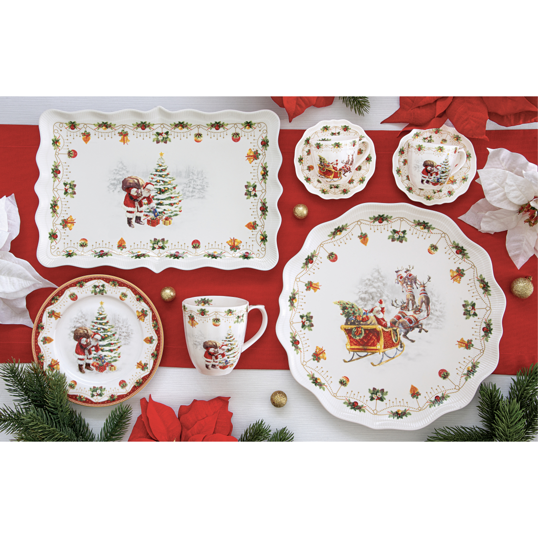 Porzellantasse 370 ml In Nostalgischer Weihnachtsfarben-Box