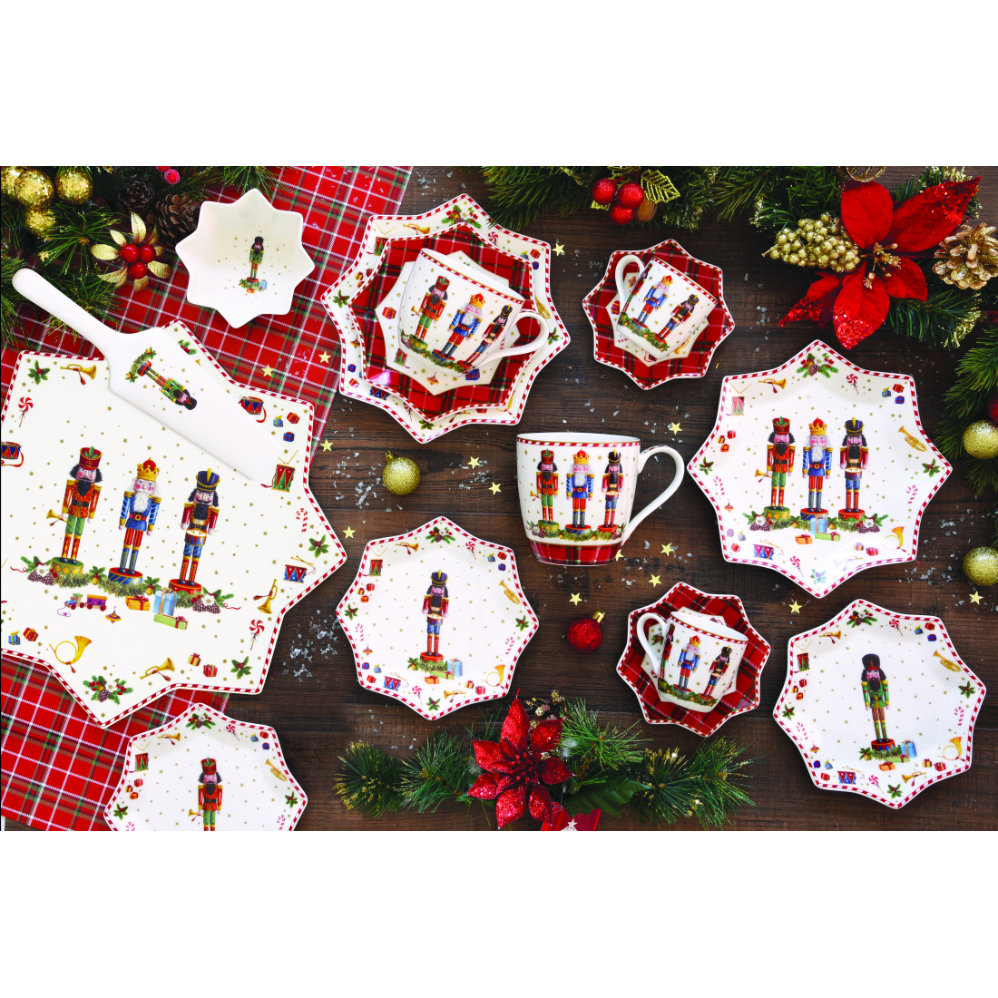 Service De 18 Assiettes En Porcelaine (18 Pièces : 6 Assiettes À Hors-D'Œuvre, 6 Assiettes Plates, 6 Assiettes Creuses) Casse-N