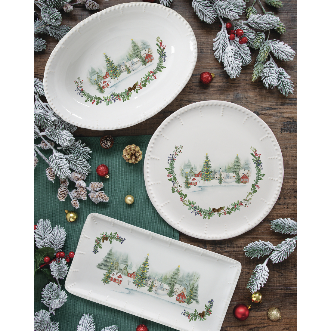 Set Of 18 Porcelain Plates (18 Pieces: 6 Appetizer Plates, 6 Dinner Plates, 6 Soup Plates) Città Delle Feste