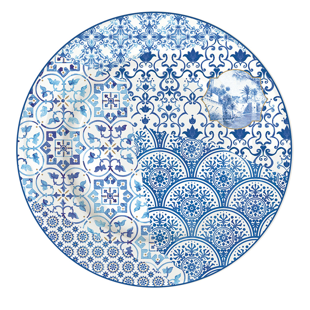 Set Mit 6 Porzellantellern, Ø 19 cm, Indigo Vers.B