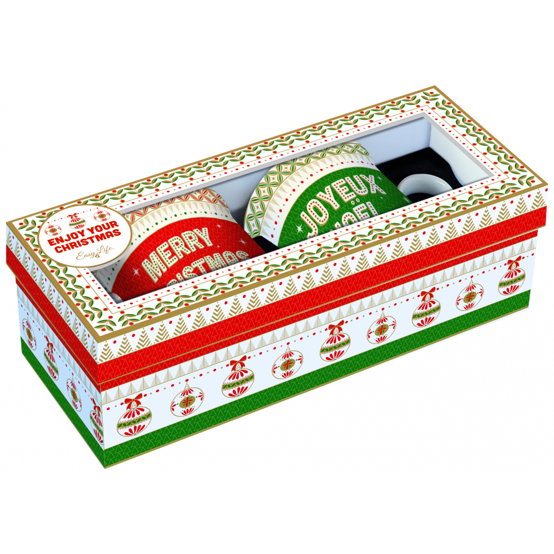 Set Mit 2 Tassen À 300 ml Aus Feinem Porzellan In Geschenkbox. Frohe Weihnachten!