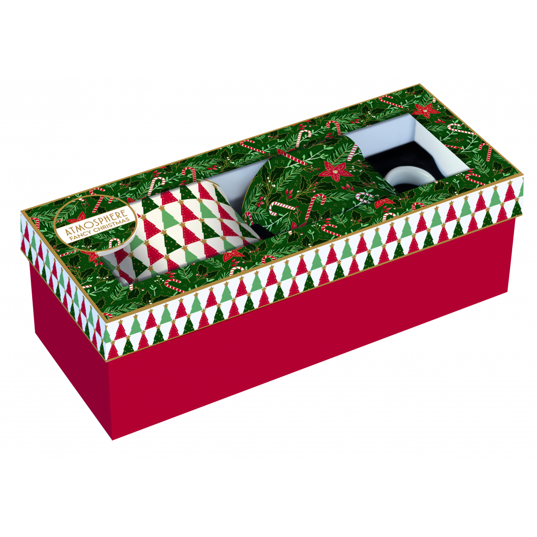 Set Of 2 Mugs 300 ml In Fine China Porcelain In Fancy Christmas Gift Box