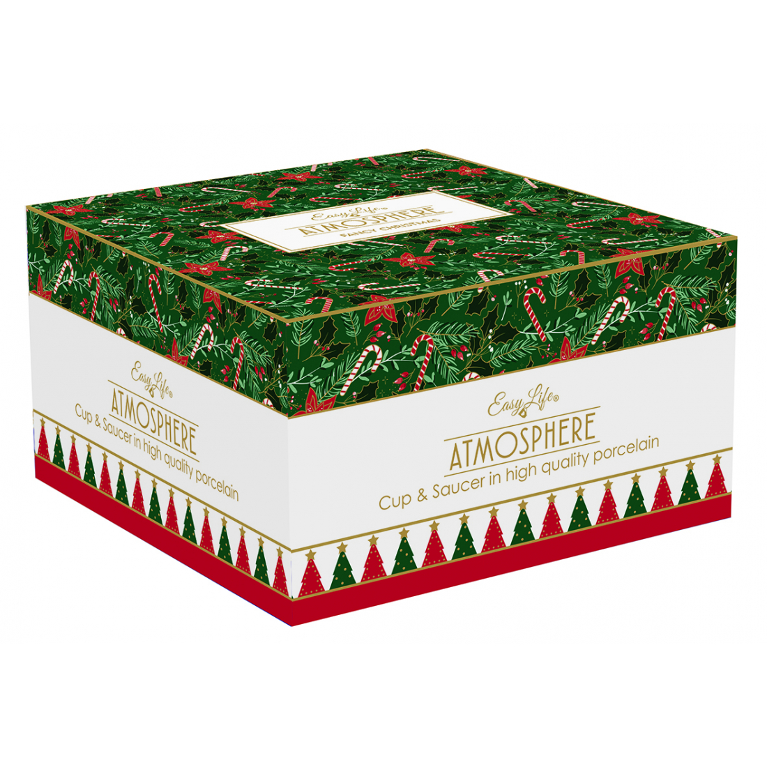 High Quality 400ml Porcelain Breakfast Cup And Saucer In Gift Box Fancy Christmas