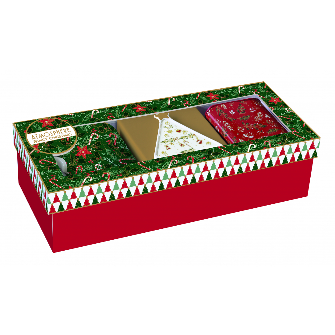 Coffret Cadeau « Fancy Christmas » Comprenant Une Tasse En Porcelaine, Un Repose-Sachet De Thé Et Une Boîte En Métal.