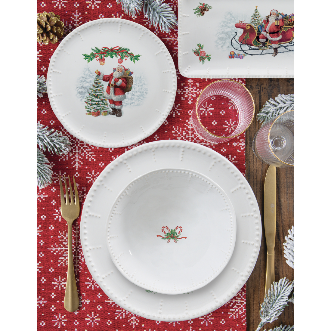 Set Of 6 Ceramic Deep Plates Ø 19.5 cm Natale Incantato