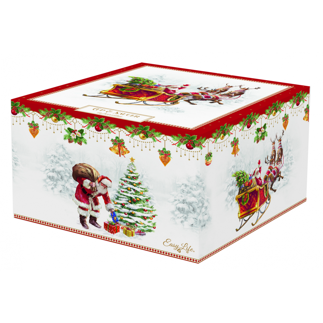 320-ml-Porzellan-Teetasse Mit Untertasse In Einer Nostalgischen Weihnachtsverpackung