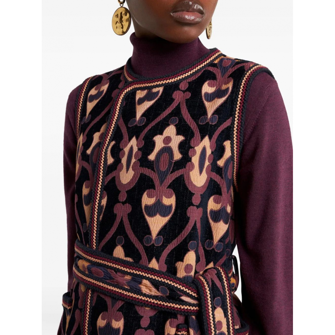 Robe mini 'Jacquard-Pattern Belted' pour Femmes