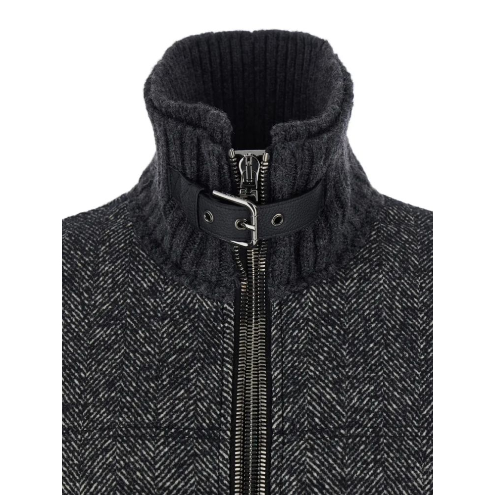 Blouson bomber 'Herringbone-Pattern Ribbed-Knit' pour Hommes