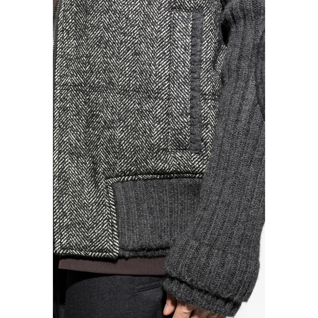 Blouson bomber 'Herringbone-Pattern Ribbed-Knit' pour Hommes