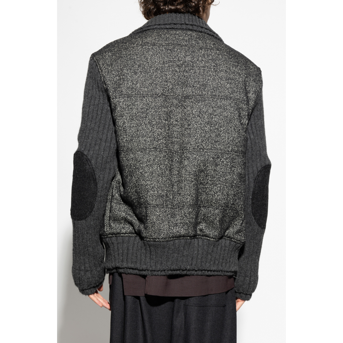 Blouson bomber 'Herringbone-Pattern Ribbed-Knit' pour Hommes