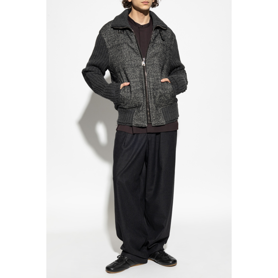 Blouson bomber 'Herringbone-Pattern Ribbed-Knit' pour Hommes