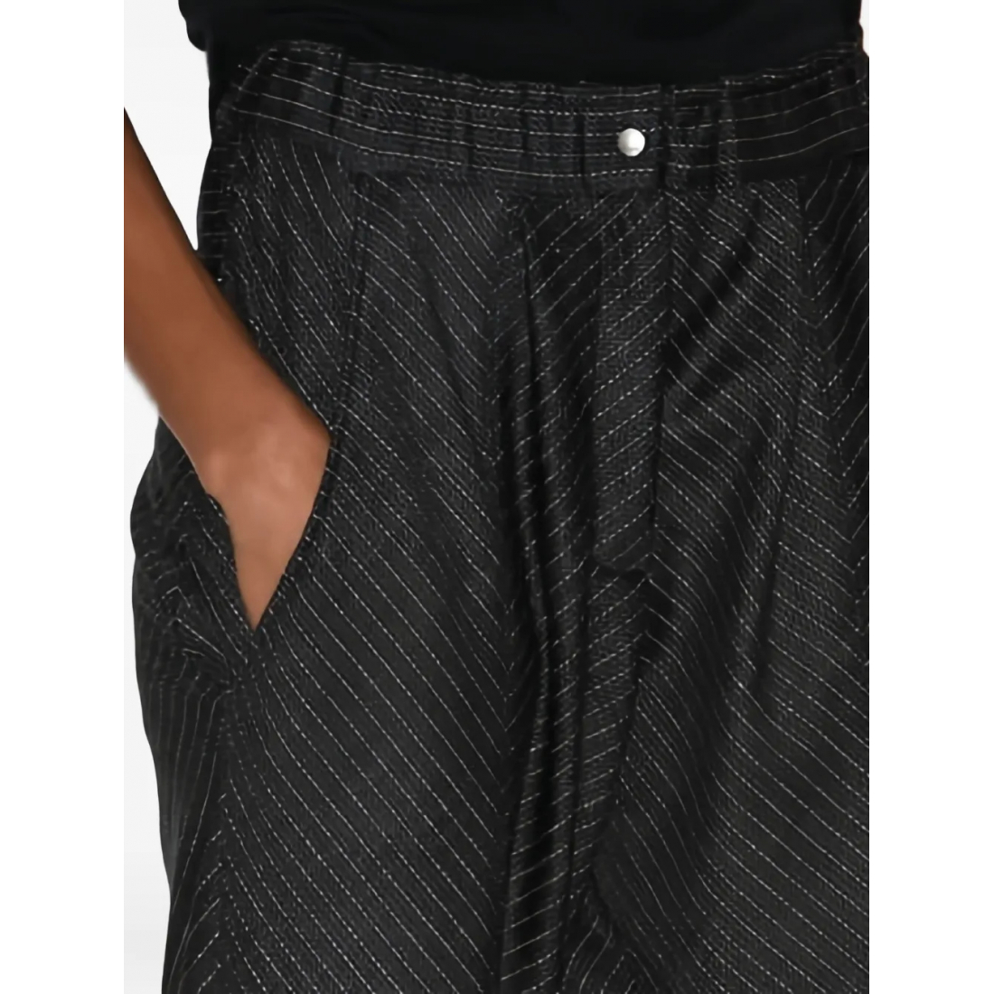 Pantalon 'Herringbone-Pattern Elastic-Waist' pour Femmes