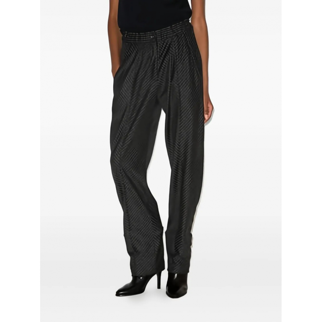 Pantalon 'Herringbone-Pattern Elastic-Waist' pour Femmes