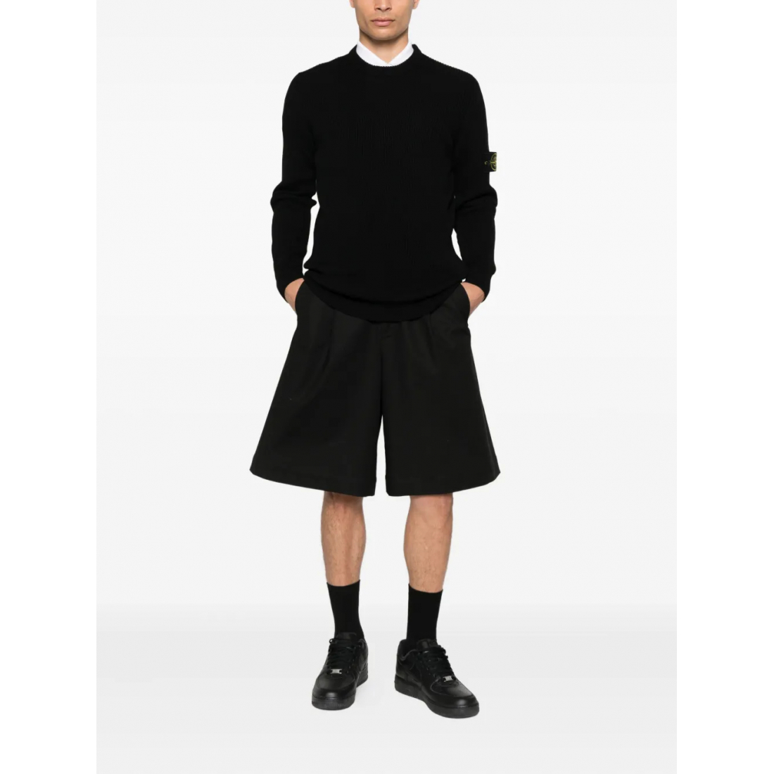 Pull 'Ribbed-Knit Logo-Patch' pour Hommes