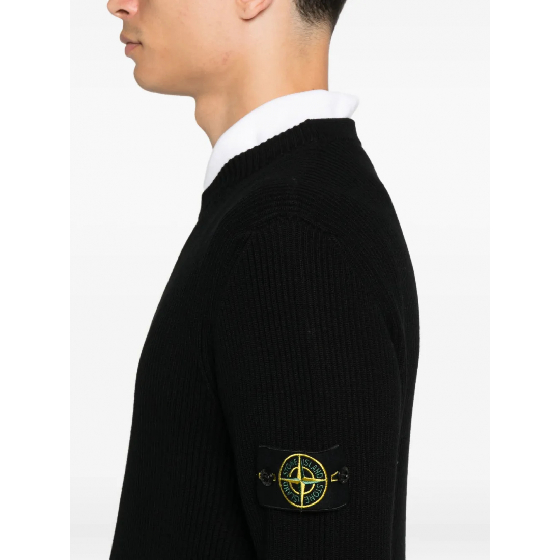 Pull 'Ribbed-Knit Logo-Patch' pour Hommes