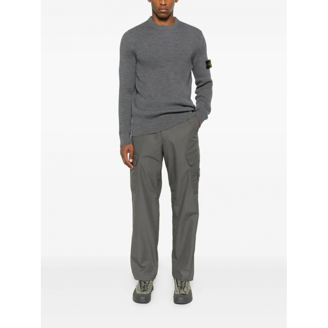 Pull 'Ribbed-Knit Logo-Patch' pour Hommes