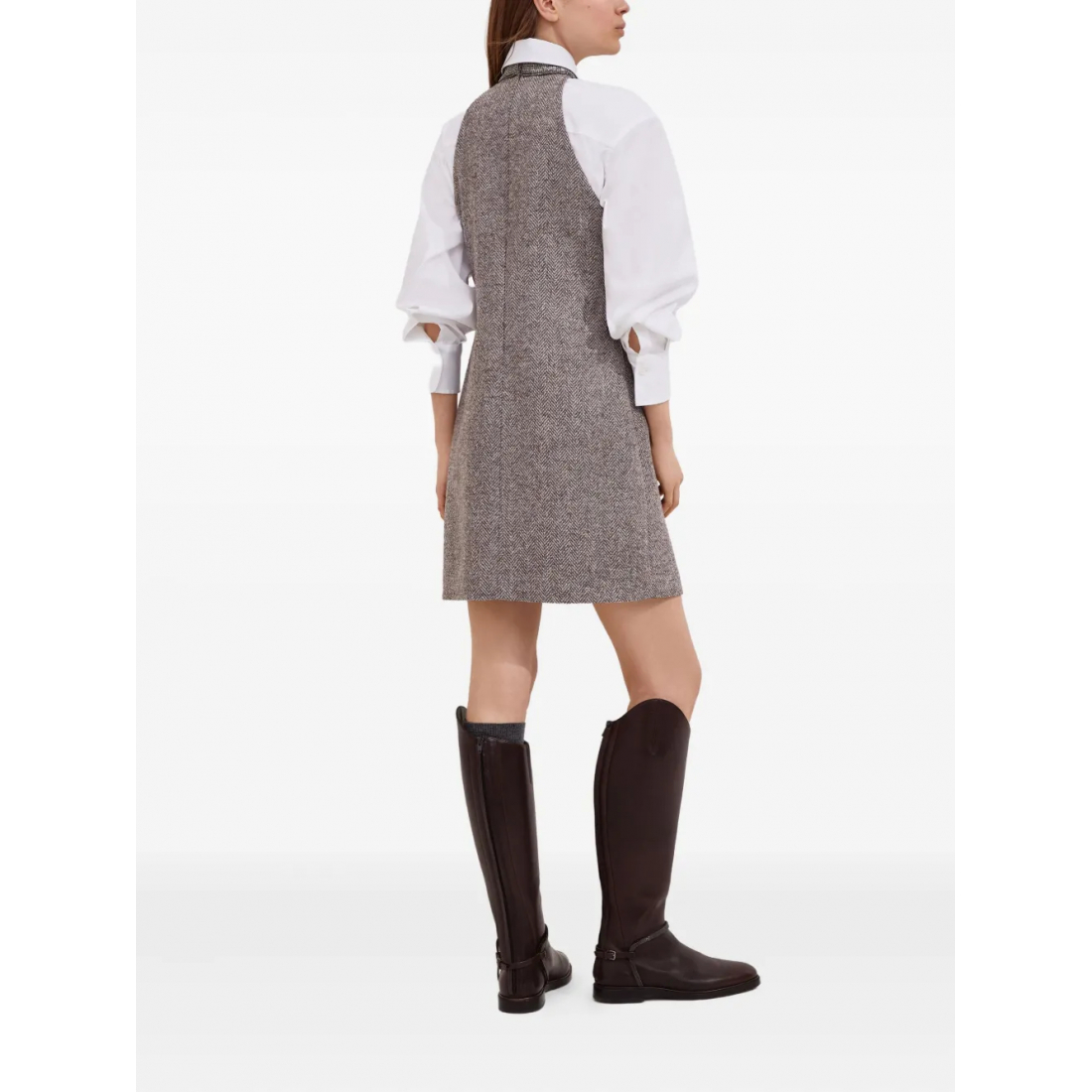 Robe Col Licou 'Herringbone Tweed' pour Femmes