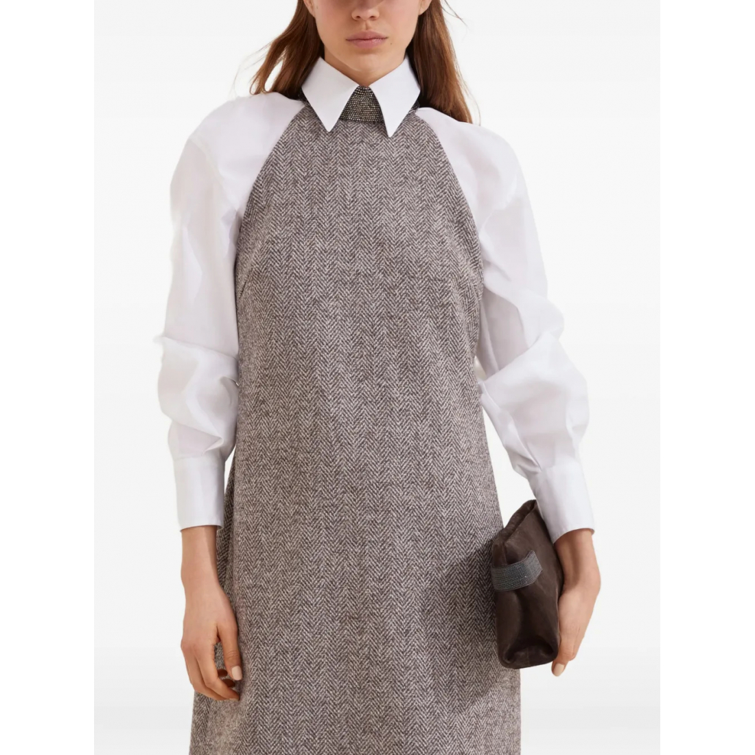 Robe Col Licou 'Herringbone Tweed' pour Femmes