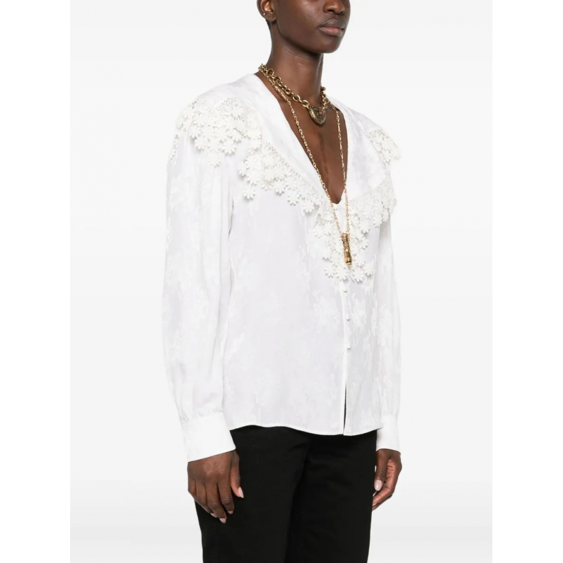 Chemise 'Floral-Lace Trimmed' pour Femmes