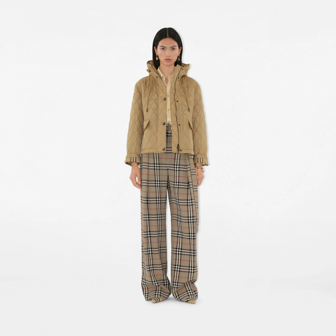 Veste 'Cropped Quilted Hooded' pour Femmes