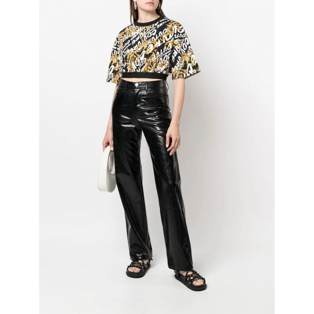 Crop Top 'Logo-Print Wide-Sleeve' pour Femmes