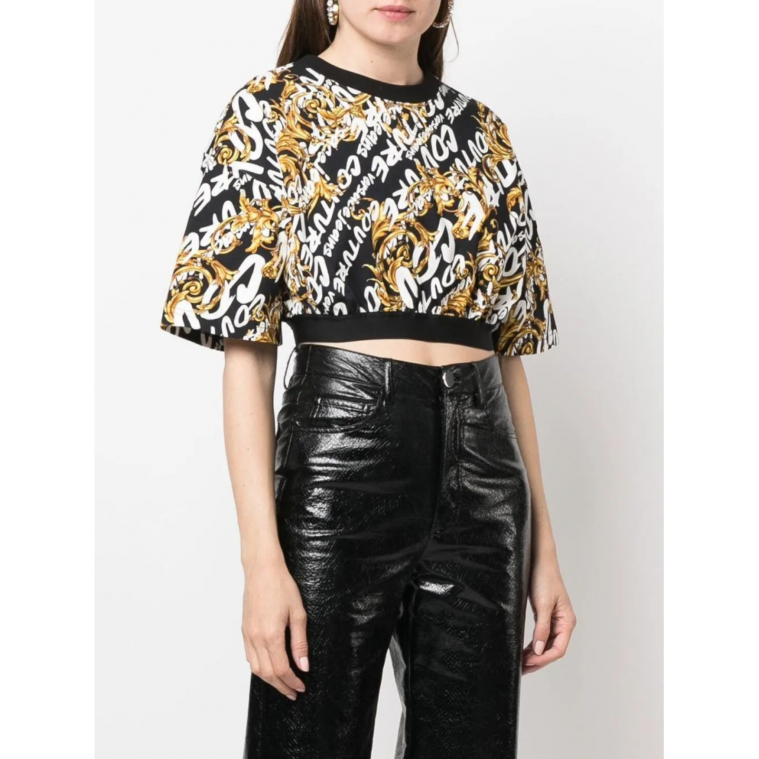Crop Top 'Logo-Print Wide-Sleeve' pour Femmes